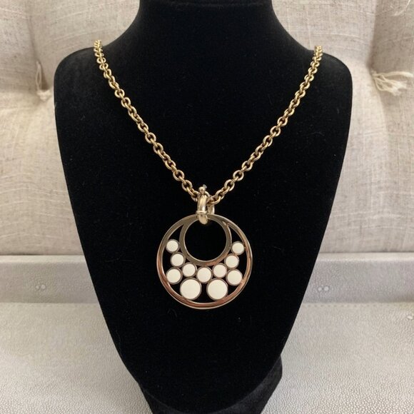 Dyrberg/Kern Idoya large off white enamel and gold pendant - Picture 3 of 4